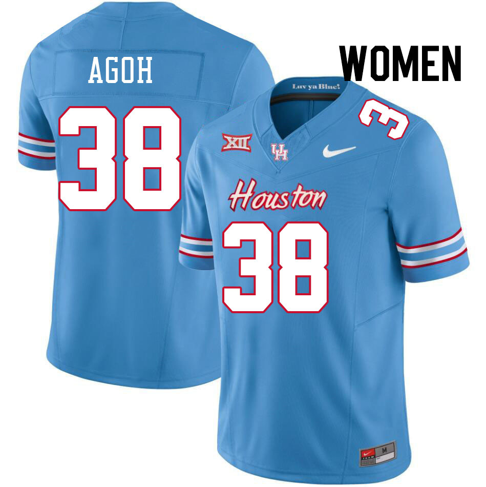 Women #38 Ikenna Agoh Houston Cougars College Football Jerseys Stitched-Oilers